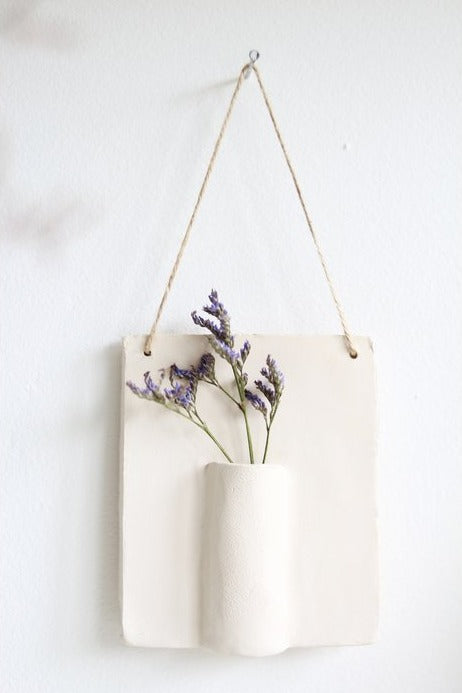 Ceramic Wall Hanger with Dried Flower