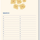 Birthday Calendar Sun Pink