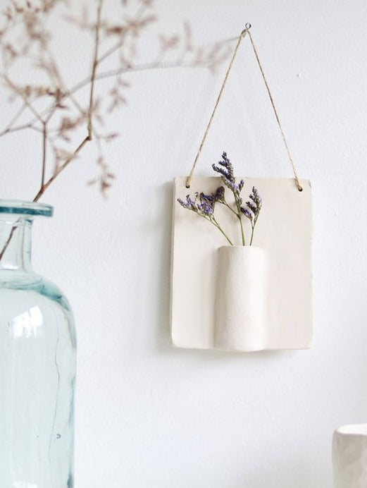 Ceramic Wall Hanger with Dried Flower